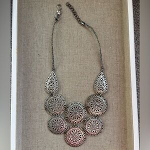 Stella & Dot Silver Filigree Statement Necklace